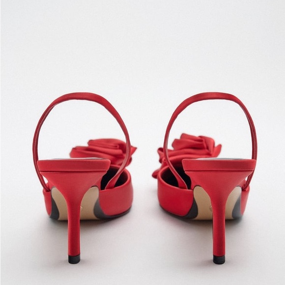 Zara Red Flower Slingbacks - Picture 15 of 16